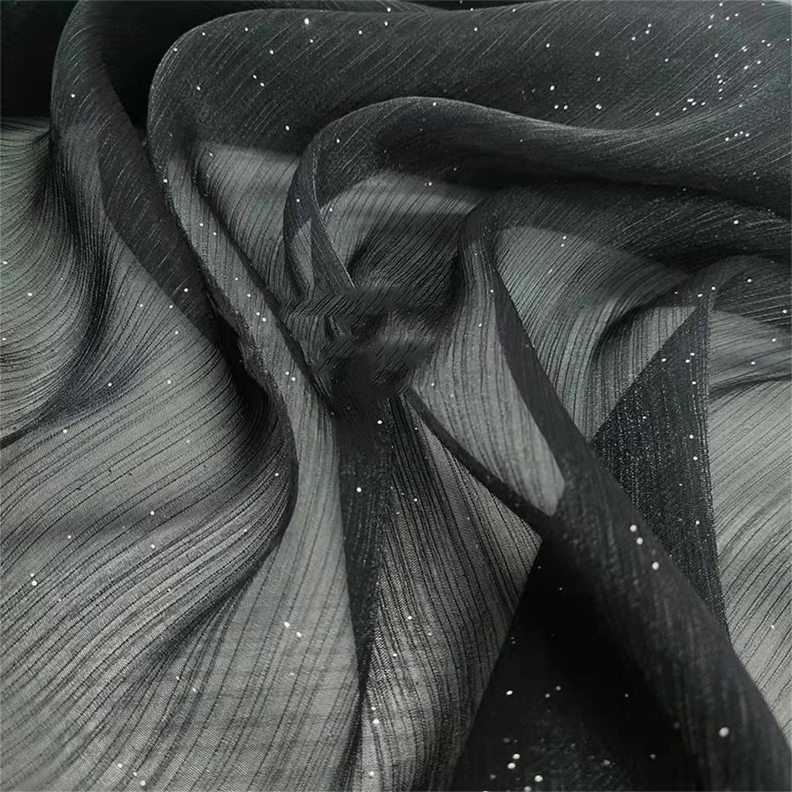Organza Fabric, Glitter Organza Fabric Multicolor 100cm x 150cm(Black)
