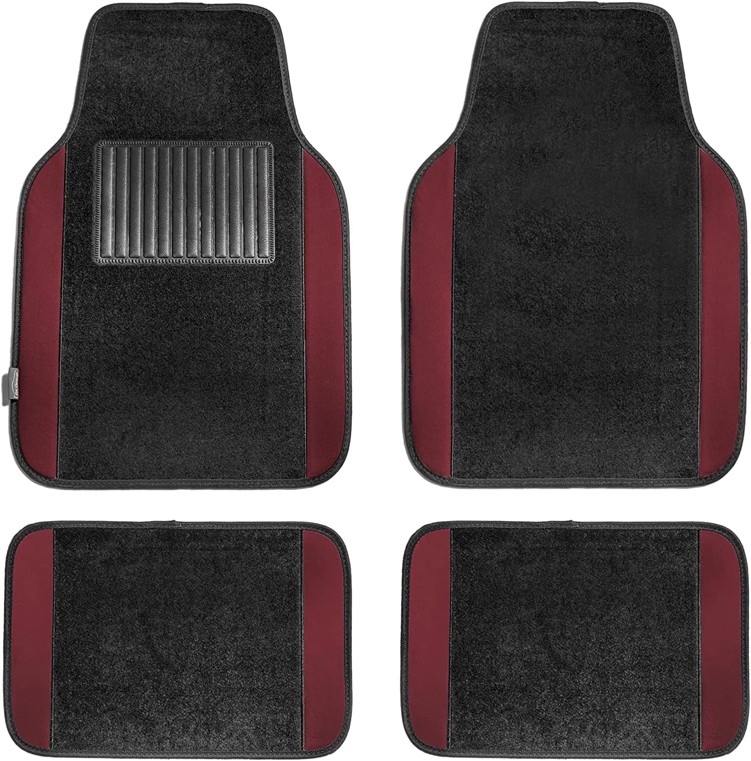 FH Group F14407BURGUNDY Premium Full Set Carpet Floor Mat (Sedan and SUV with Driver Heel Pad Burgundy)