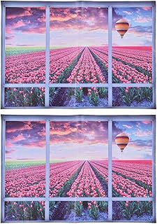 2 PCS Mural de parede de paisagem, papel de parede de flores descascado e colado para decoração de quarto de sala de estar de estudo, decoração de arte de adesivo de parede de casa 3D