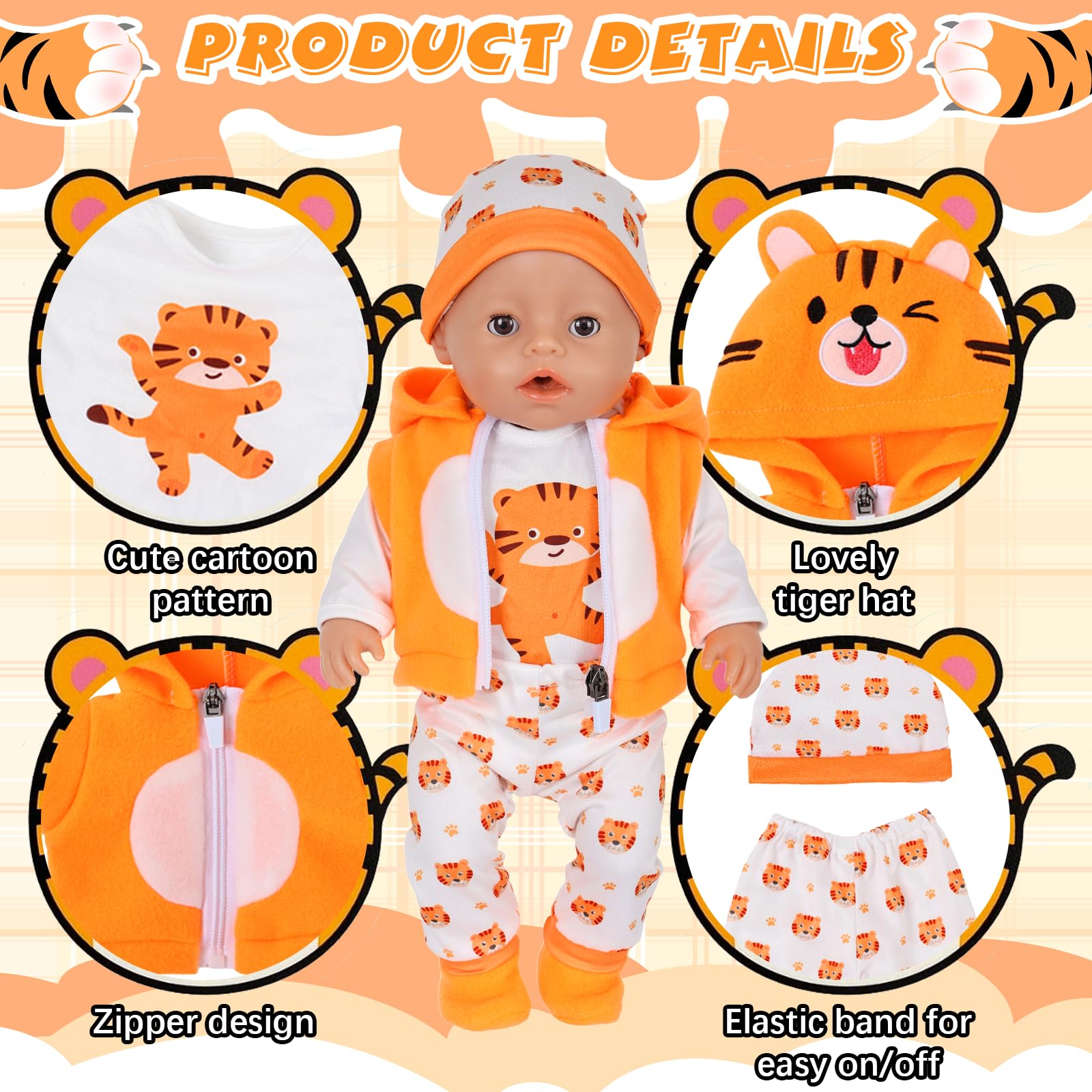 Doll Clothes for 14-18 Inch Doll, Baby Doll Accessories for 35-45cm Dolls - Image 3