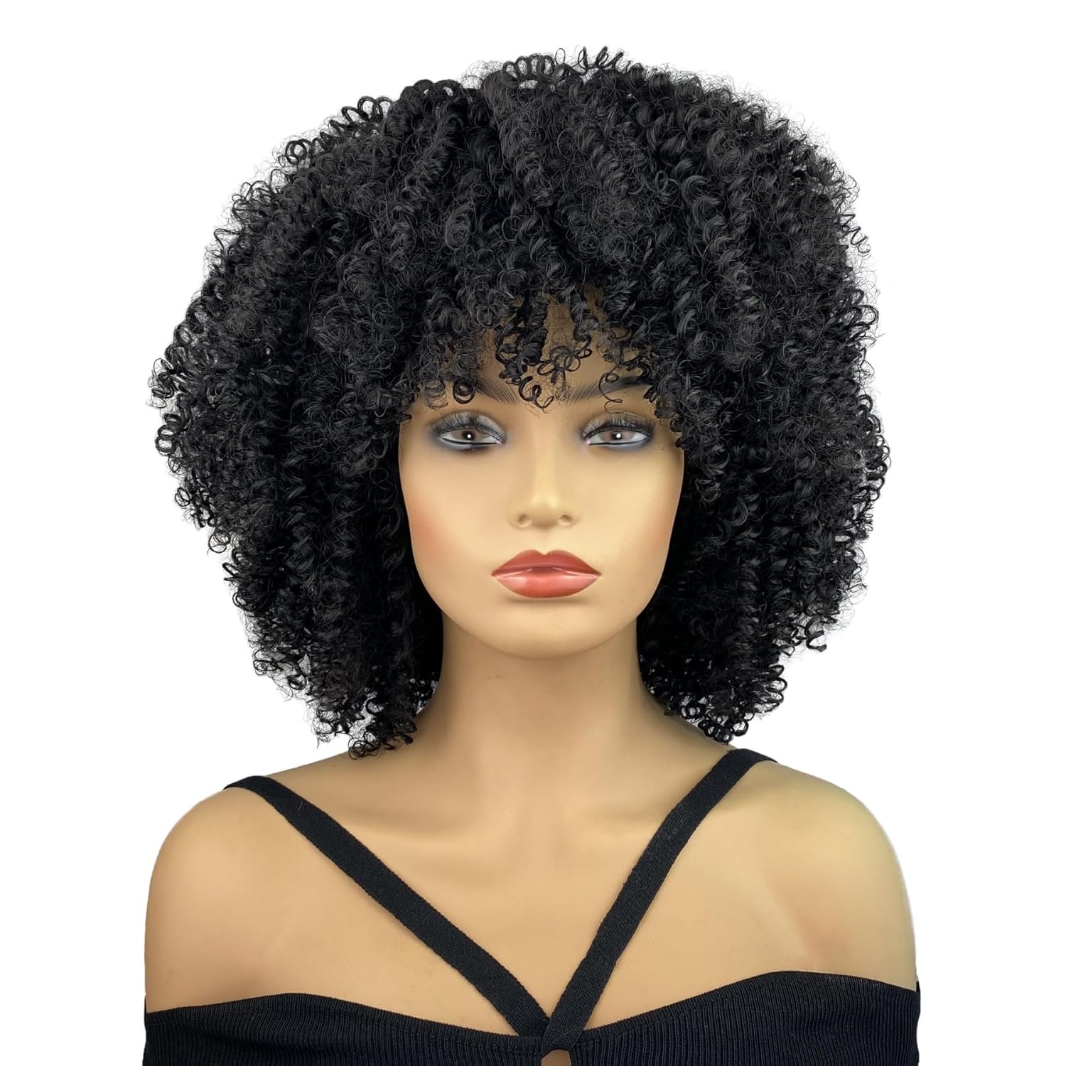Wiginway Curly Short Dreadlock Roll Twist 50% Human Hair Fashio Black with Golden Highlights Wigs for Black Women Girls 9.5 Inch F1B/27