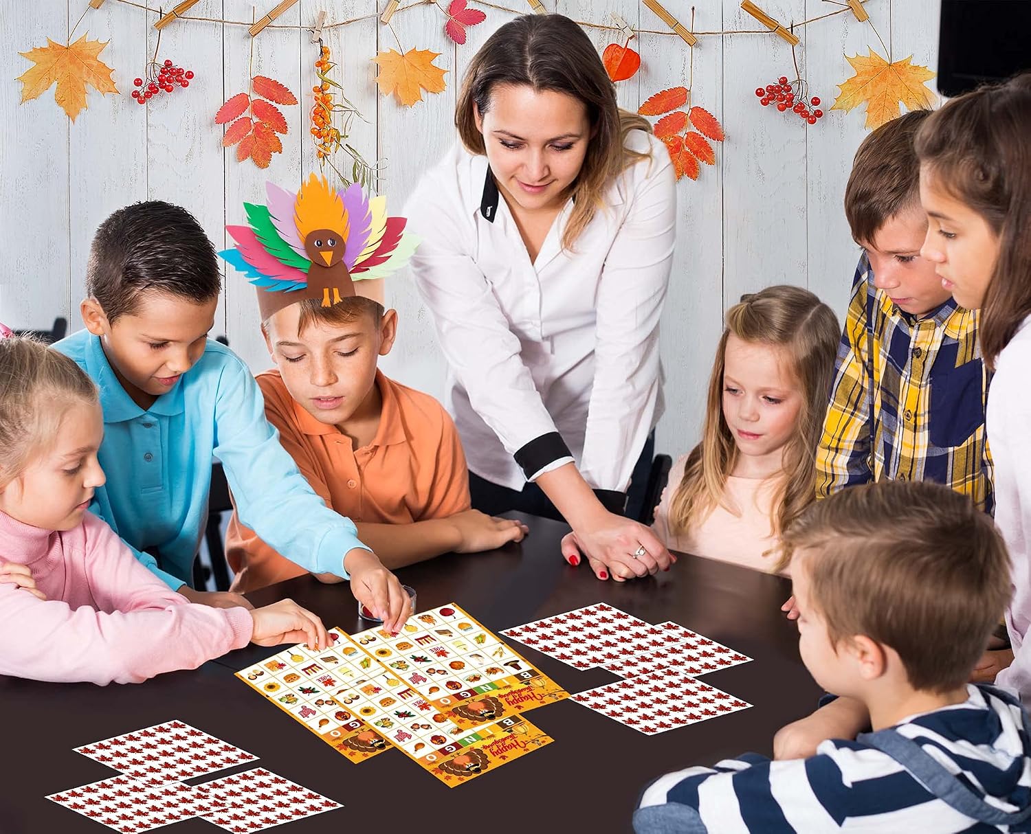 BAYLAY Thanksgiving Bingo Game- 24 Players Bingo Crads for School Classroom