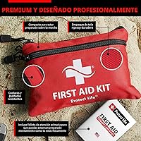 Vista 2 de Protect Life Kit de primeros auxilios, kit de primeros auxilios de viaje para automóvil, 100 piezas compacto de preparación para emergencias, kit