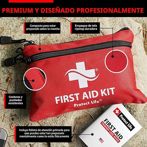 Miniatura 2 de Protect Life Kit de primeros auxilios, kit de primeros auxilios de viaje para automóvil, 100 piezas compacto de preparación para emergencias, kit