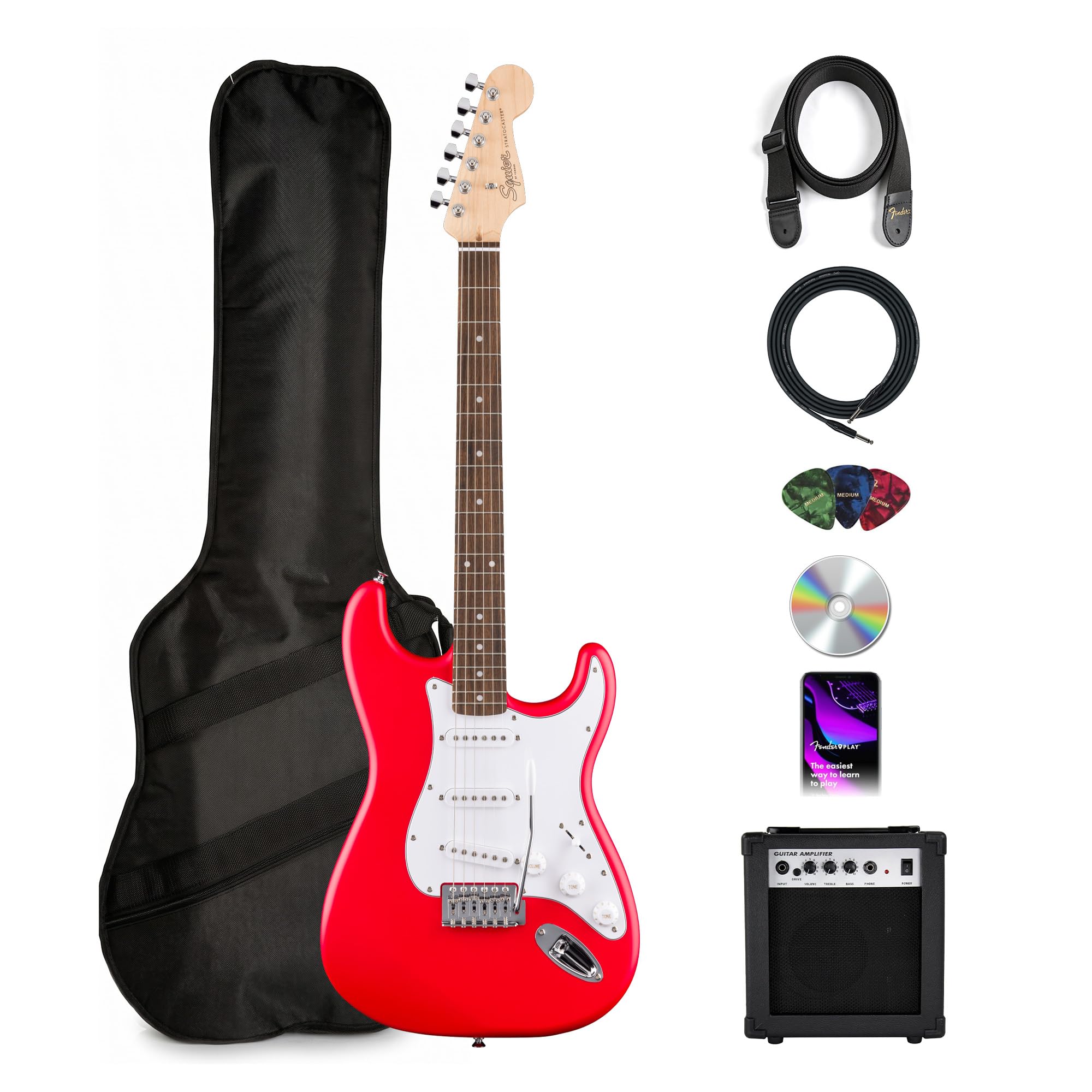 Amazon.com: Fender Squier Stratocaster - Torino Red Bundle with
