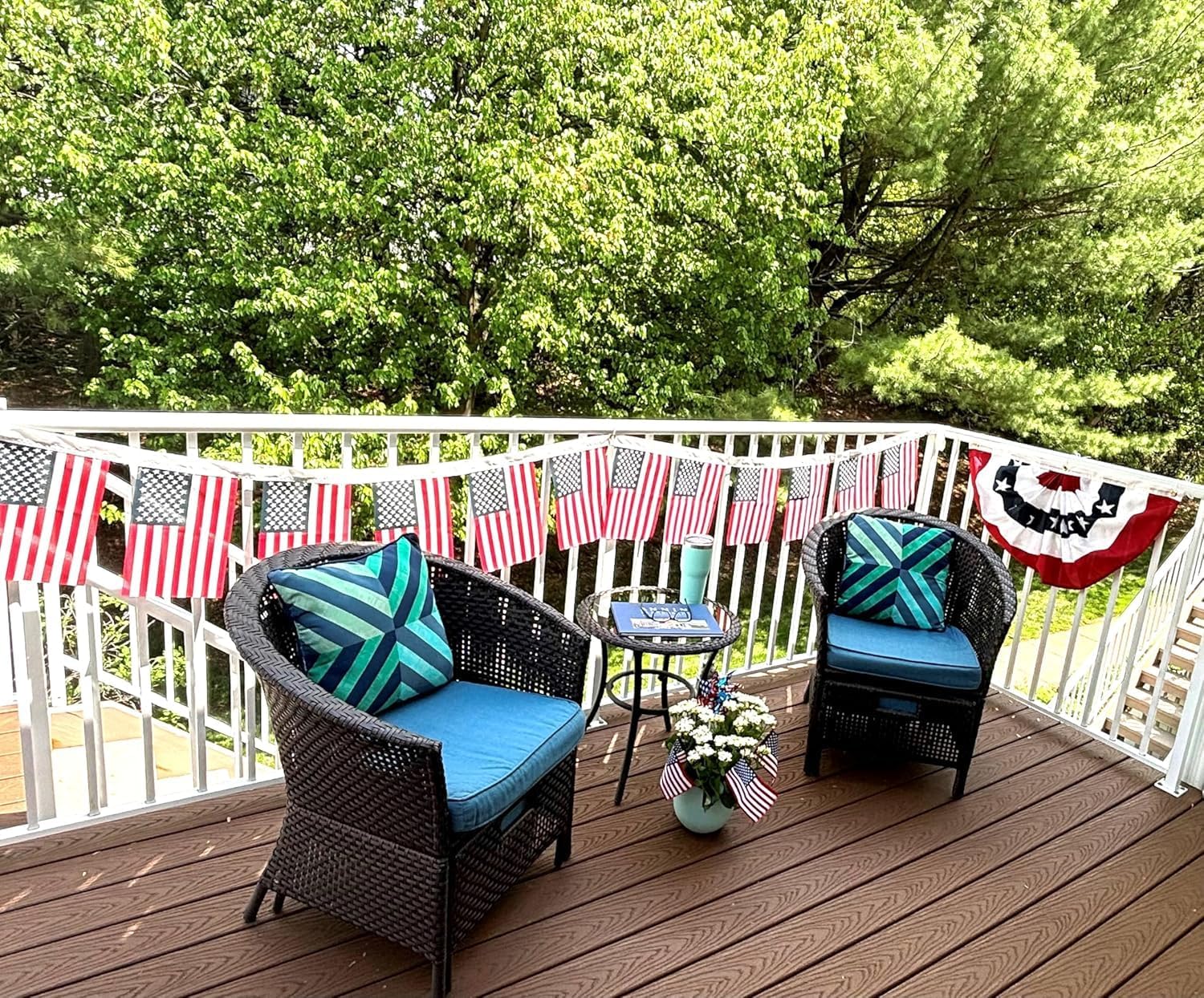 Annin Flagmakers (41320) PolyCotton American Flag Garland, Made in USA, 12 Flags - 12 Feet Long