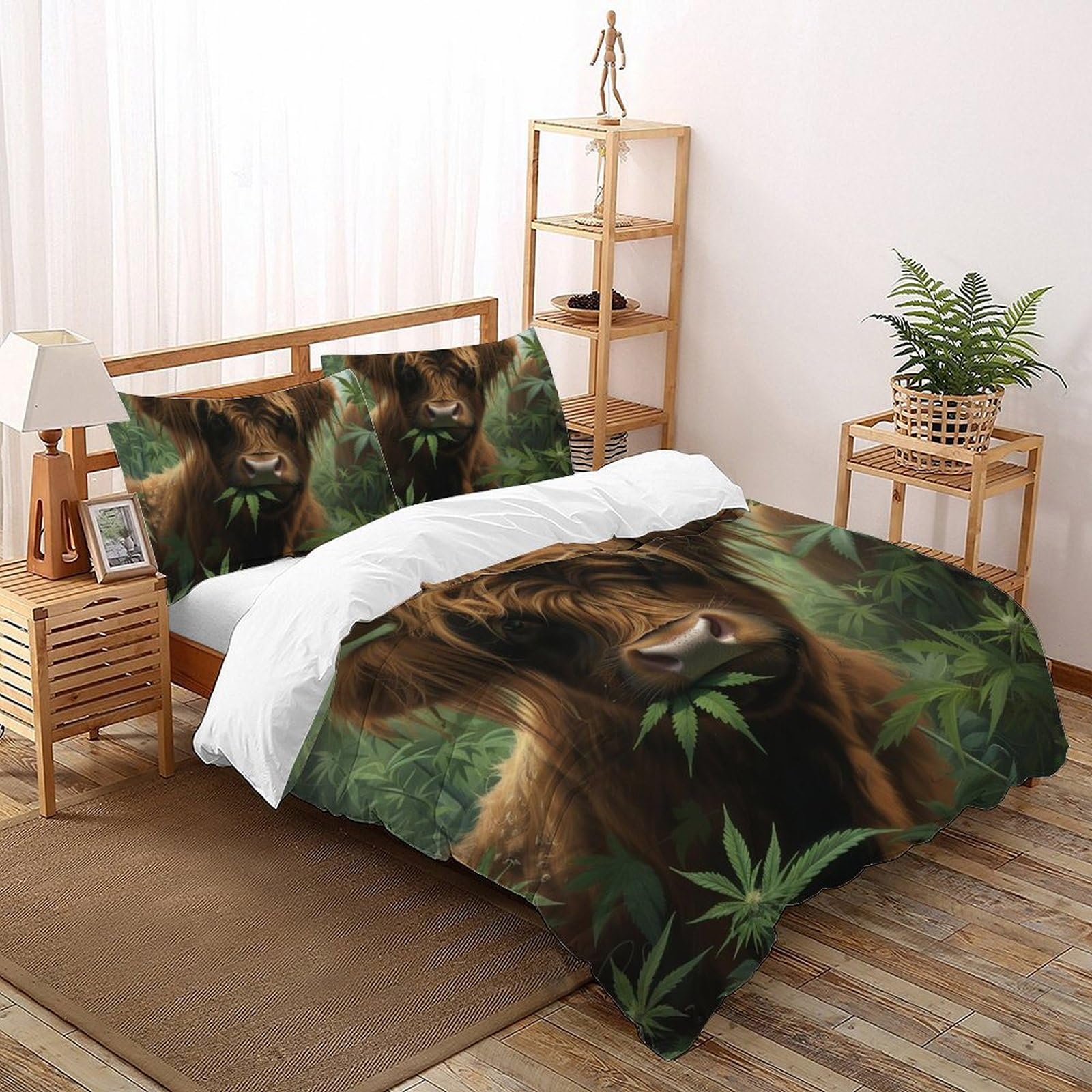 Housse de couette vache des Highlands 260x220 cm avec 2 taies d'oreiller