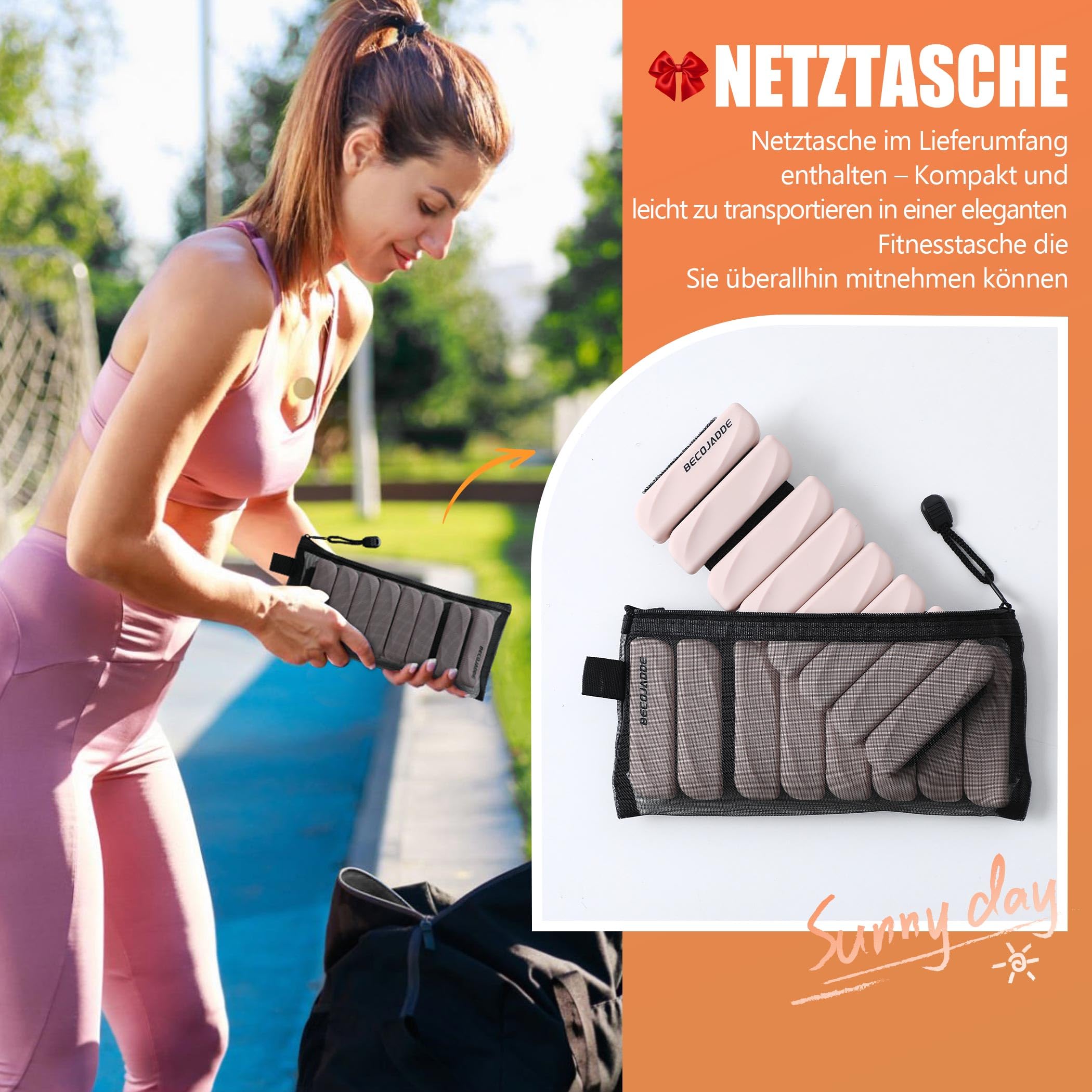 BECOJADDE Gewichtsmanschetten fuß 0.45 KG / 0.9 KG Je Gewichte für Beine und Arme Set 2 Ankle Weights Handgelenk Gewichte Knöchelgewichte Fussgewichte für Laufen Joggen Cardio Aerobic Krafttraining
