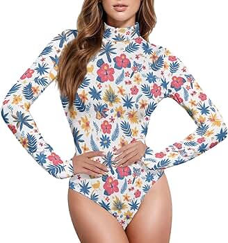 Amazon.com: KLL Mock Turtleneck Bodysuit Top for Women, Seamless