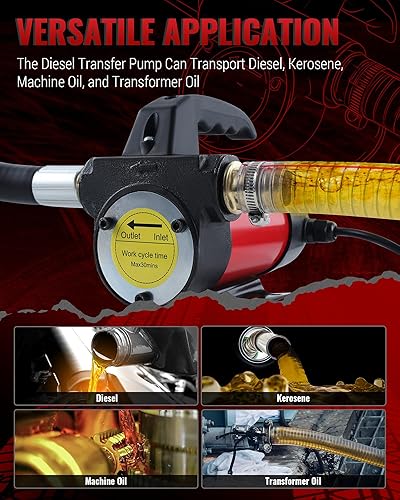 Miniatura 3 de Bomba de transferencia diesel, kit de bomba de transferencia de aceite eléctrica de 12 V CC, bomba de transferencia de combustible de 11.9 GPM para