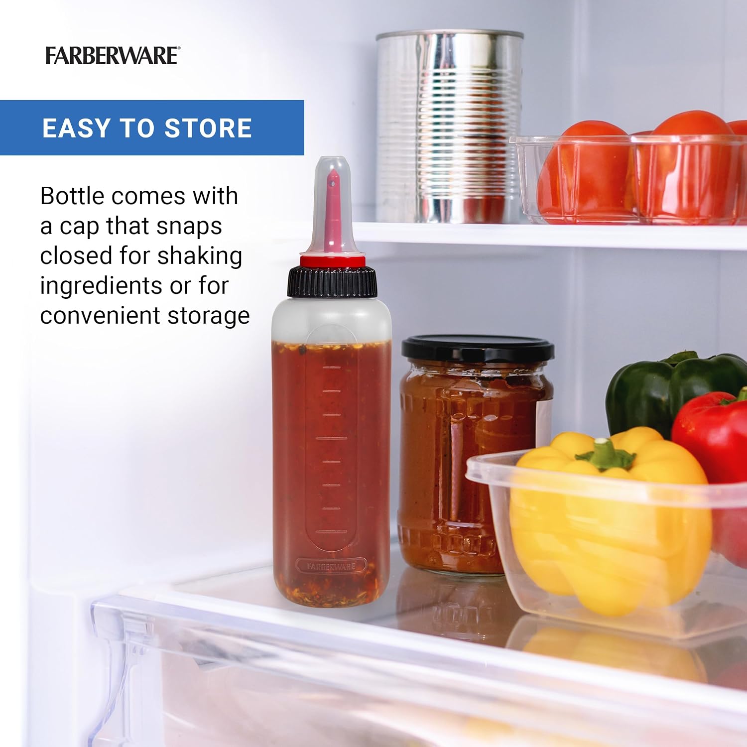Farberware Meat Injector Squeeze Bottle with Flavor Inject Tip, Strainer Insert, and Snap Cap - Marinade Injector for Roasting, Grilling, and Basting Poultry and Meat, Dishwasher Safe