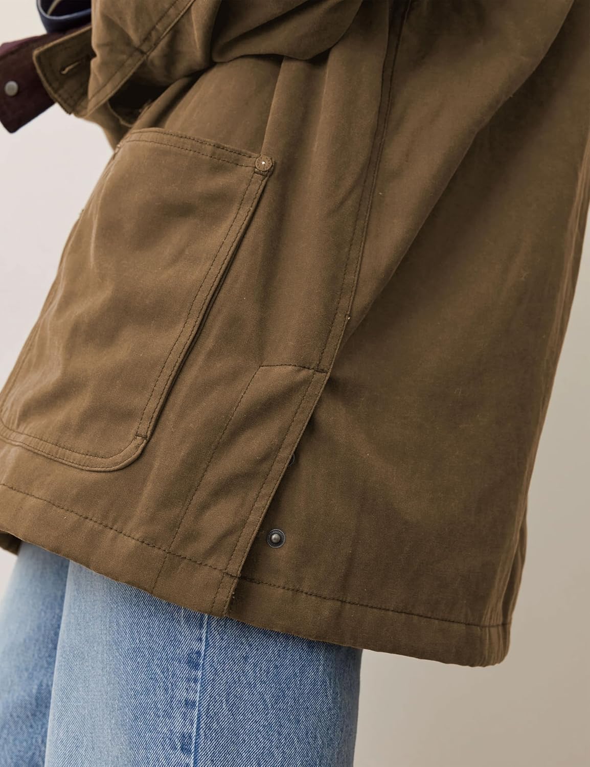 GTLIAE Barn Jackets for Women 2025 Fall Oversized Utility Cotton Coat Corduroy Collar Vintage Workwear with Pockets - Image 3