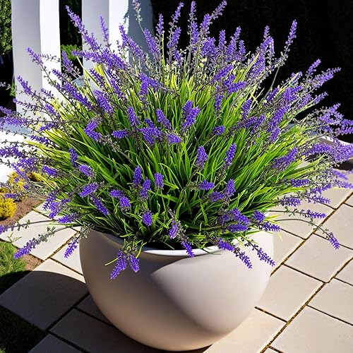 Plantas artificiales de plástico para decoraciones al aire libre, hierba falsa de mono para el porche y patio exterior, plantas verdes realistas sin