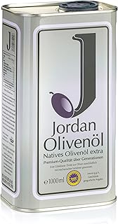 Jordan Olivenöl - Natives Olivenöl Extra von der griechischen Insel Lesbos-traditionelle Handernte -Kaltextraktion am Tag der Ernte -Kanister im traditionellen Retro-Design mit Ausgießer, 1Liter