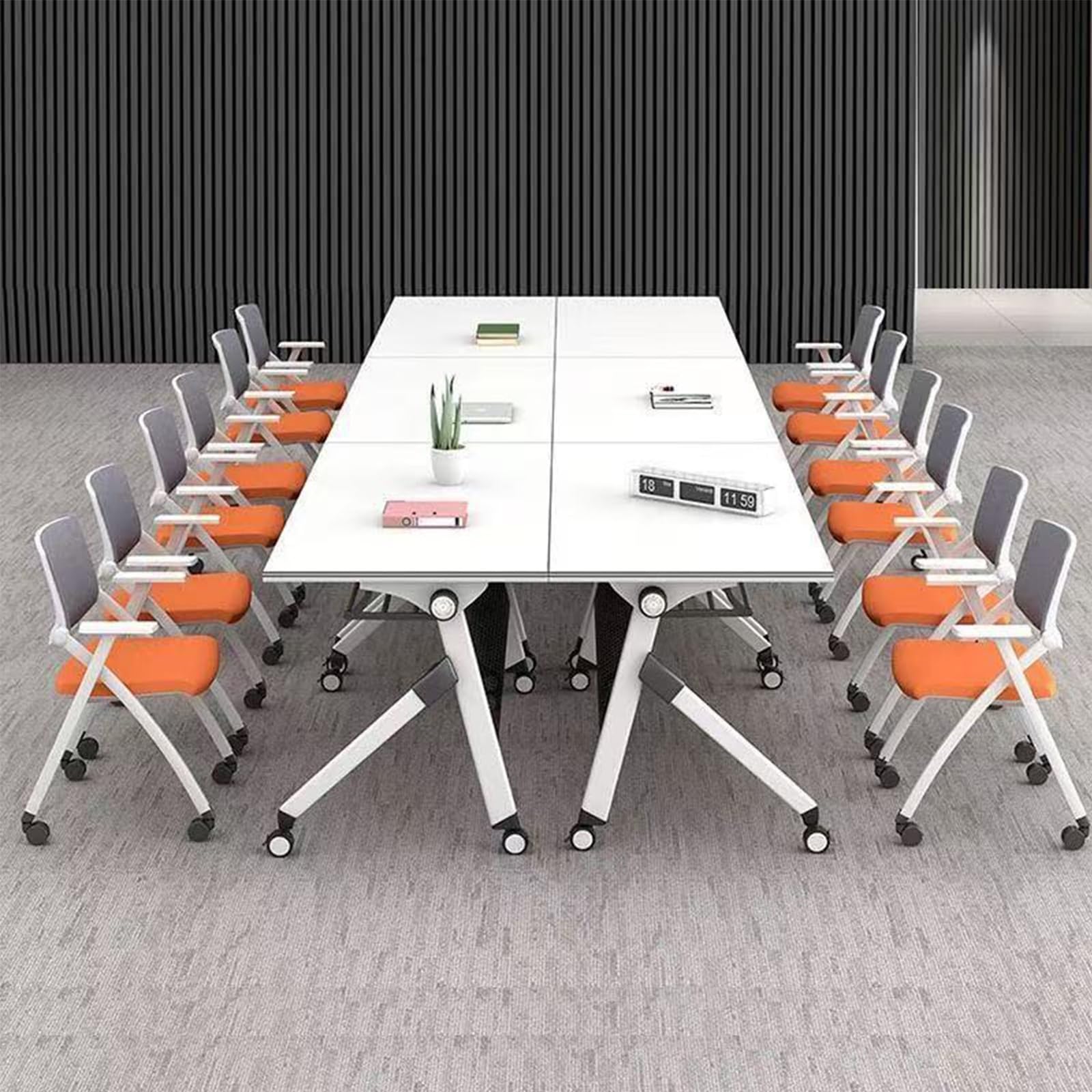 Tavolo da conferenza pieghevole con ruote, moderno, bianco, per sala riunioni, 120 x 40 x 75 cm, soluzione versatile e mobile