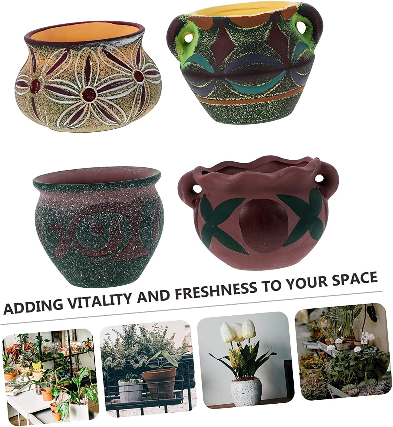 Fioriera da giardino Vaso for piante, vasi da fiori, 1 pz Vasi mediterranei in ceramica for fiori Mini piccoli vasi for piante grasse da interno Vasi for piante grasse in ceramica Piccoli vasi in cera