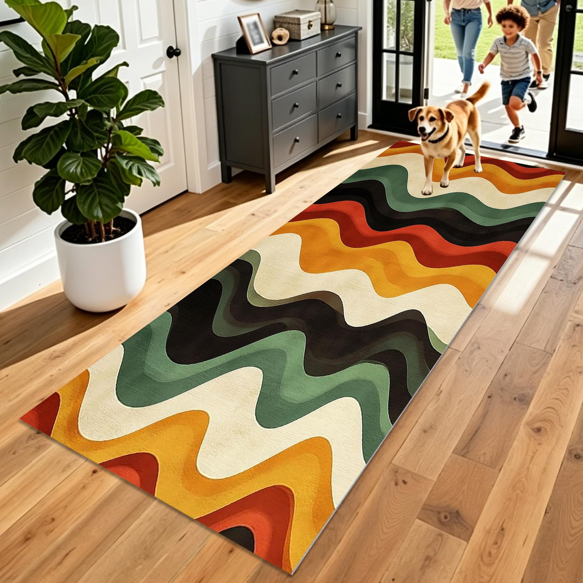 Tapis de passage à poil court 60x250 cm lavable pour cuisine et couloir