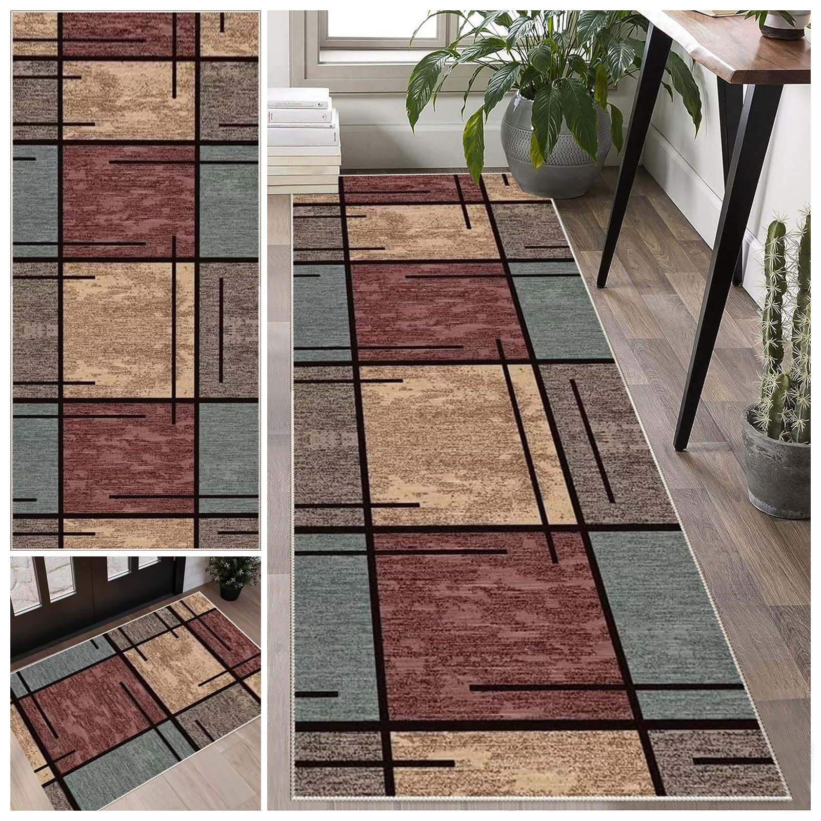 Laegnfho Runner Rug for Hallway 50 x 280 cm Non Slip Long Hallway Hall Runner Narrow Rugs Washable Runner Rugs Kitchen Mat Area Rug Runner for Bedroom Laundry Room Kitchen Entrance