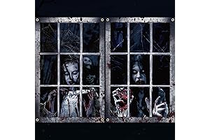 2 Pcs Halloween Scary Ghost Curtain