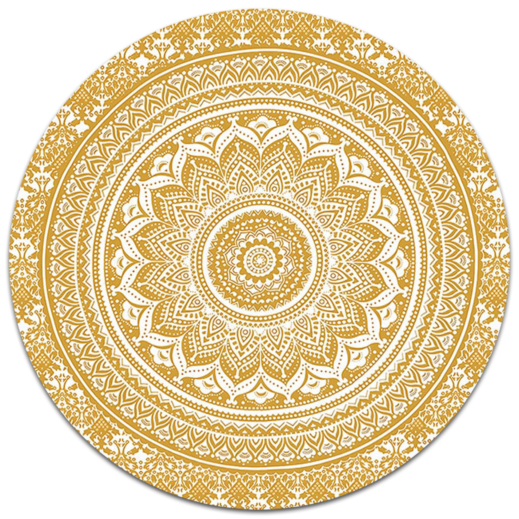 Tapis rond bohème lavable : fini les tapis qui glissent ! Modèle mandala de 4 pieds
