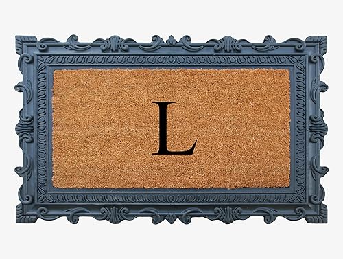 Miniatura 19 de A1HC - Felpudo con monograma de goma natural y fibra de coco de 24 x 36 pulgadas para puerta delantera, antidesprendimiento, duradero, para entrada