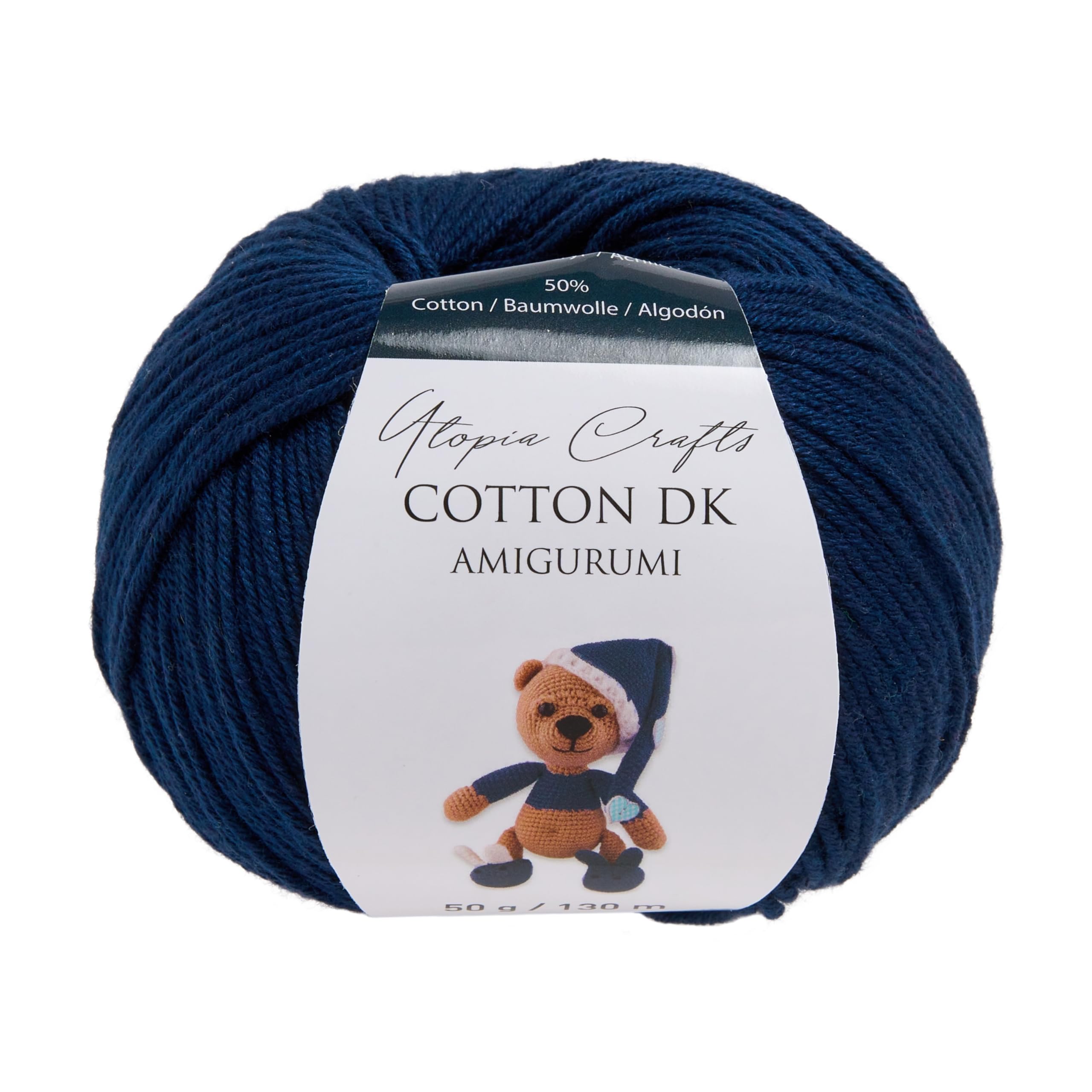 Utopia Crafts Amigurumi Cotton DK Yarn for Crochet and Knitting 50% Cotton, 50% Acrylic Blended, 50g (Dark Blue)
