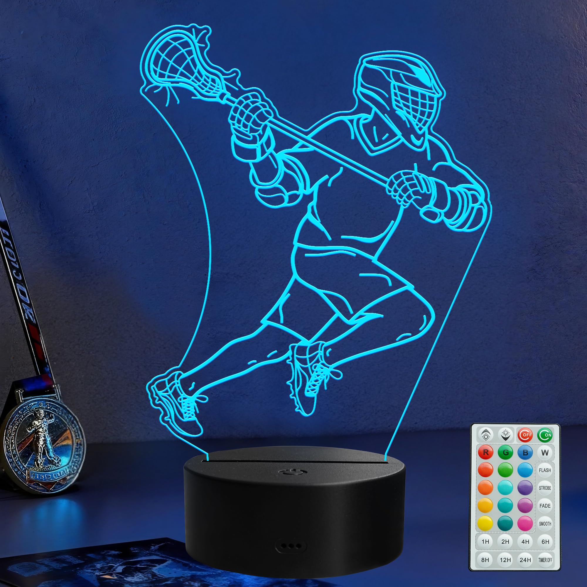 Veilleuse de crosse pour garçon télécommandée et dimmable RVB - 8