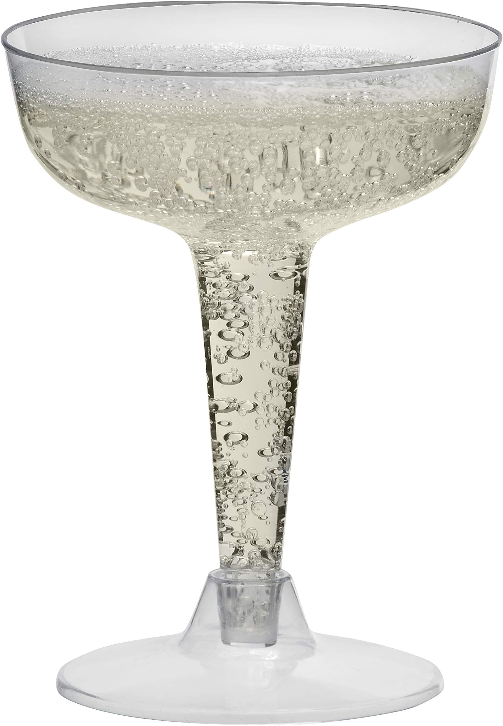 Disposable Premium Two Piece 4 oz Plastic Champagne Glasses, 120 Count, Clear