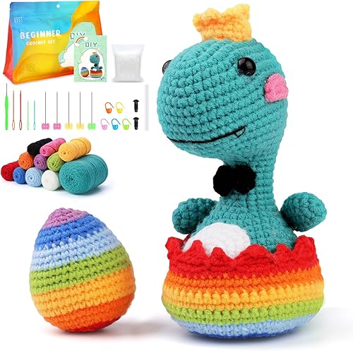 WenmthG Kit de ganchillo para principiantes, kit de inicio de ganchillo con tutoriales en video paso a paso, kit de aprendizaje a ganchillo para