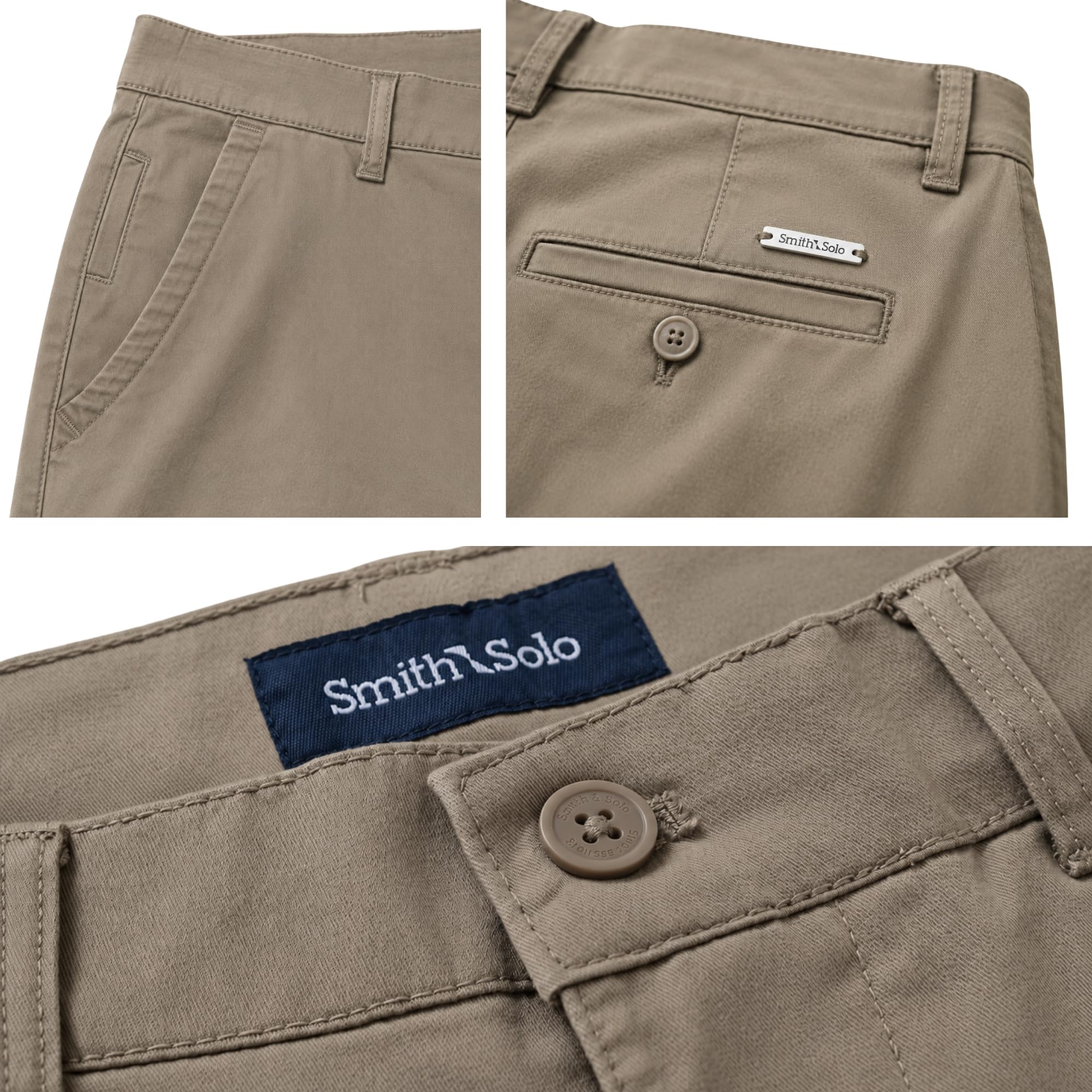 Smith & Solo Męskie spodnie chinosy, slim fit, rozciągliwe, wykonane w 98% z bawełny, eleganckie spodnie materiałowe, do biznesu i na czas wolny, chinosy męskie
