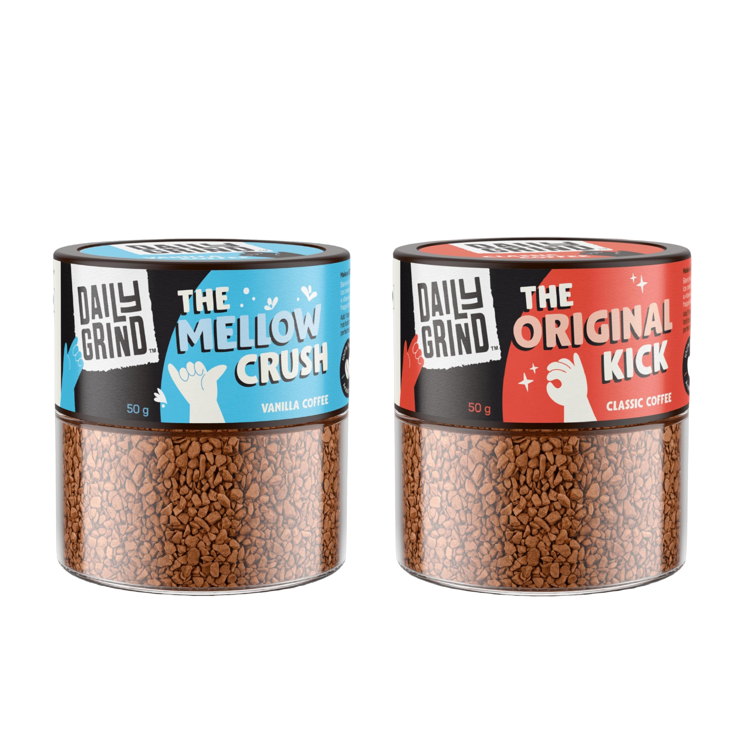 DAILYGRIND Flavored Instant Coffee Powder Combo Pack of 2 with Vanilla and Classic Flavored Coffee - 50g x 2 Jar | 100% Arabica Beans for Both Hot and Cold Coffee| Makes 50 Cups (B0D5HH7D5V) Amazon Price History, Amazon Price Tracker