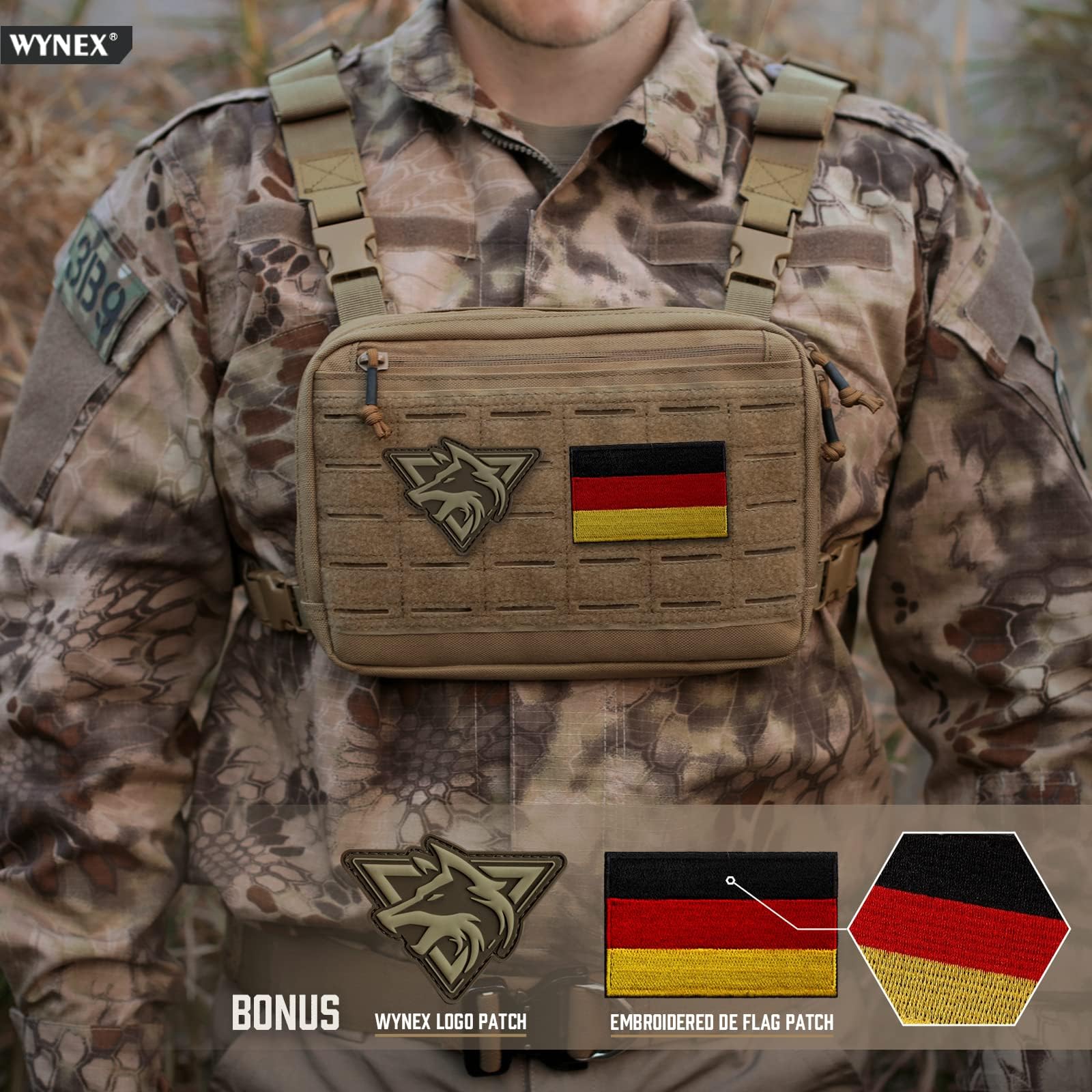 WYNEX Táctica Pecho Rig Corte Láser Molle Pouch Utilidad Recon Kit