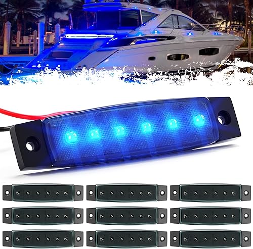 PSEQT Luces LED de navegación para lancha, tira de luz de cortesía, cubierta de travesaño, iluminación de cabina de 3.8 pulgadas, 6 LED, 12 V,
