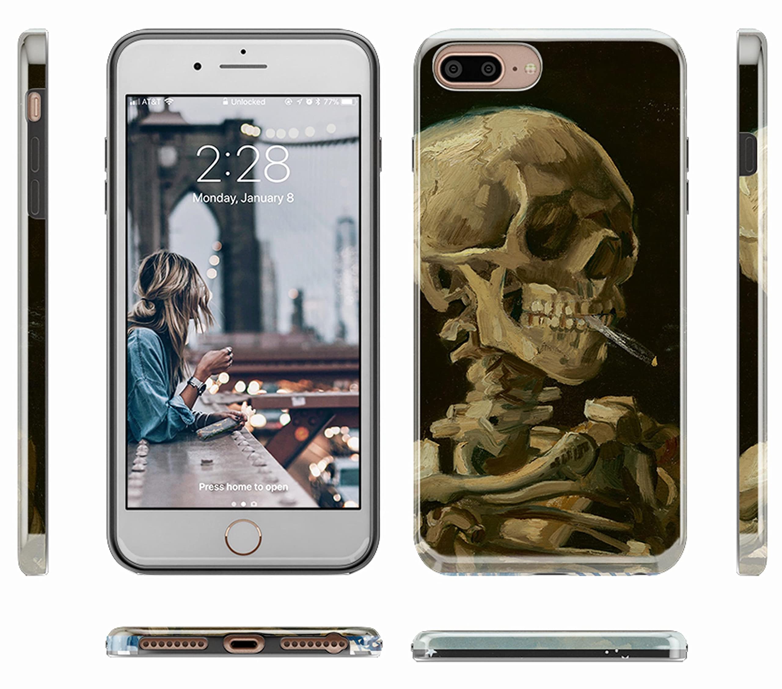 Amazon.com: Casely iPhone 6/7/8 Plus Case | Van Gogh | Skull of a Skeleton  with Burning Cigarette