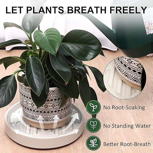 Miniatura 9 de Dcpes Organizador para plantas con ruedas ocultas, base de rodillo de maceta de 9.8 pulgadas, soporte para plantas rodante de 360, carrito de