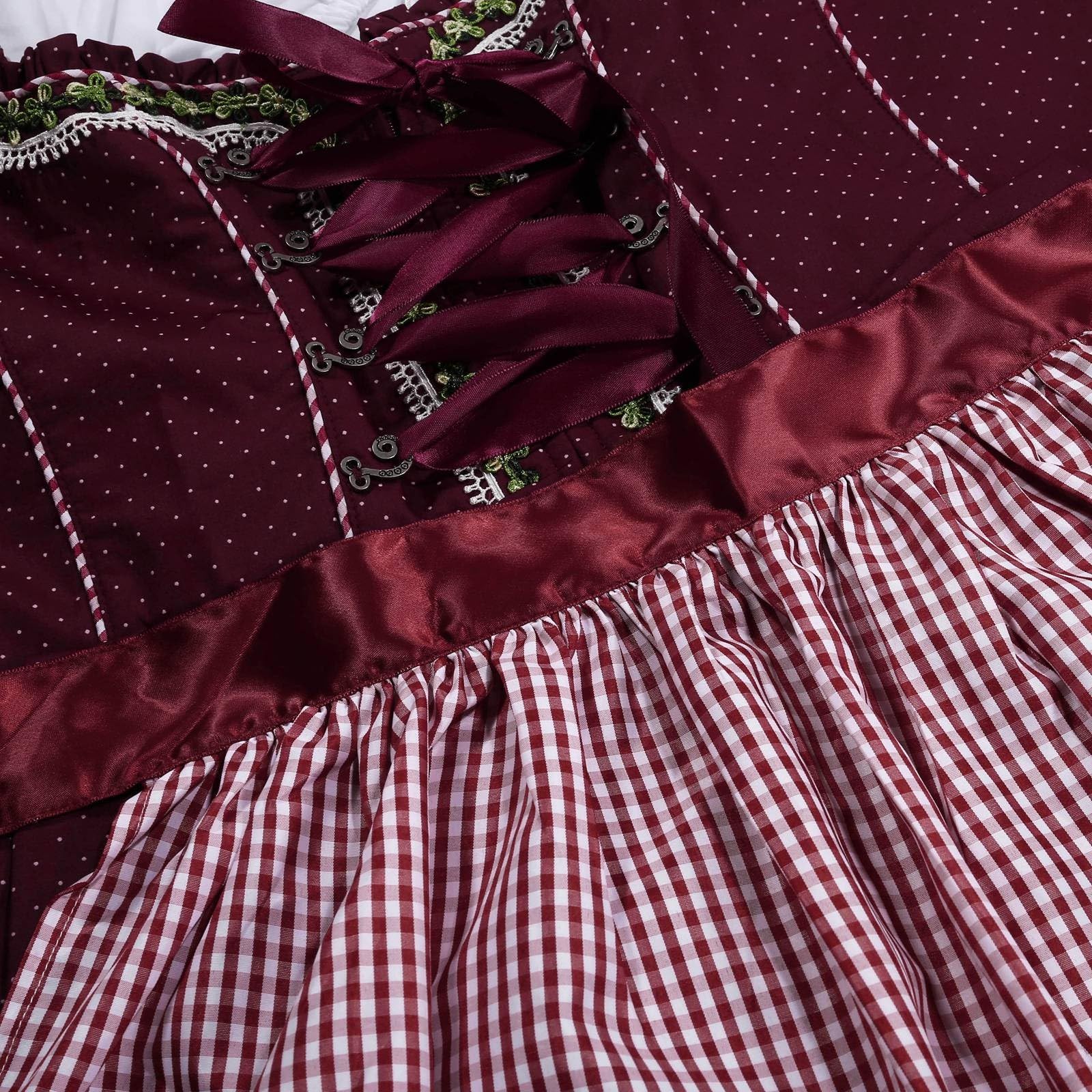 Generico Abito Tradizionale Dirndl da Donna, Costumi Tradizionali Bavaresi Camicetta e Grembiule Dirndl 3 Pezzi per Le Occasioni Speciali Dell'Oktoberfest, Halloween, Carnevale