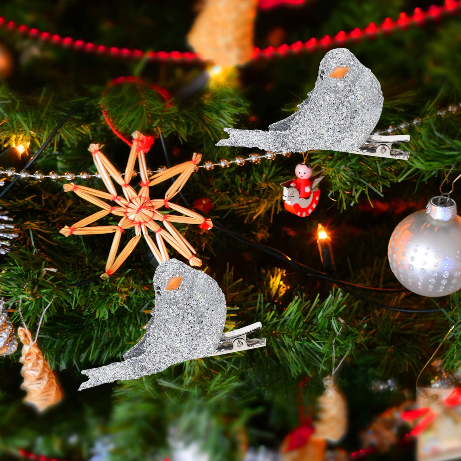 DECHOUS 36pezzi Uccelli Decorativi Per Albero Di Natale Foam Clip Chic Per Decorazioni Festive Ornamenti Per Scene Natalizie