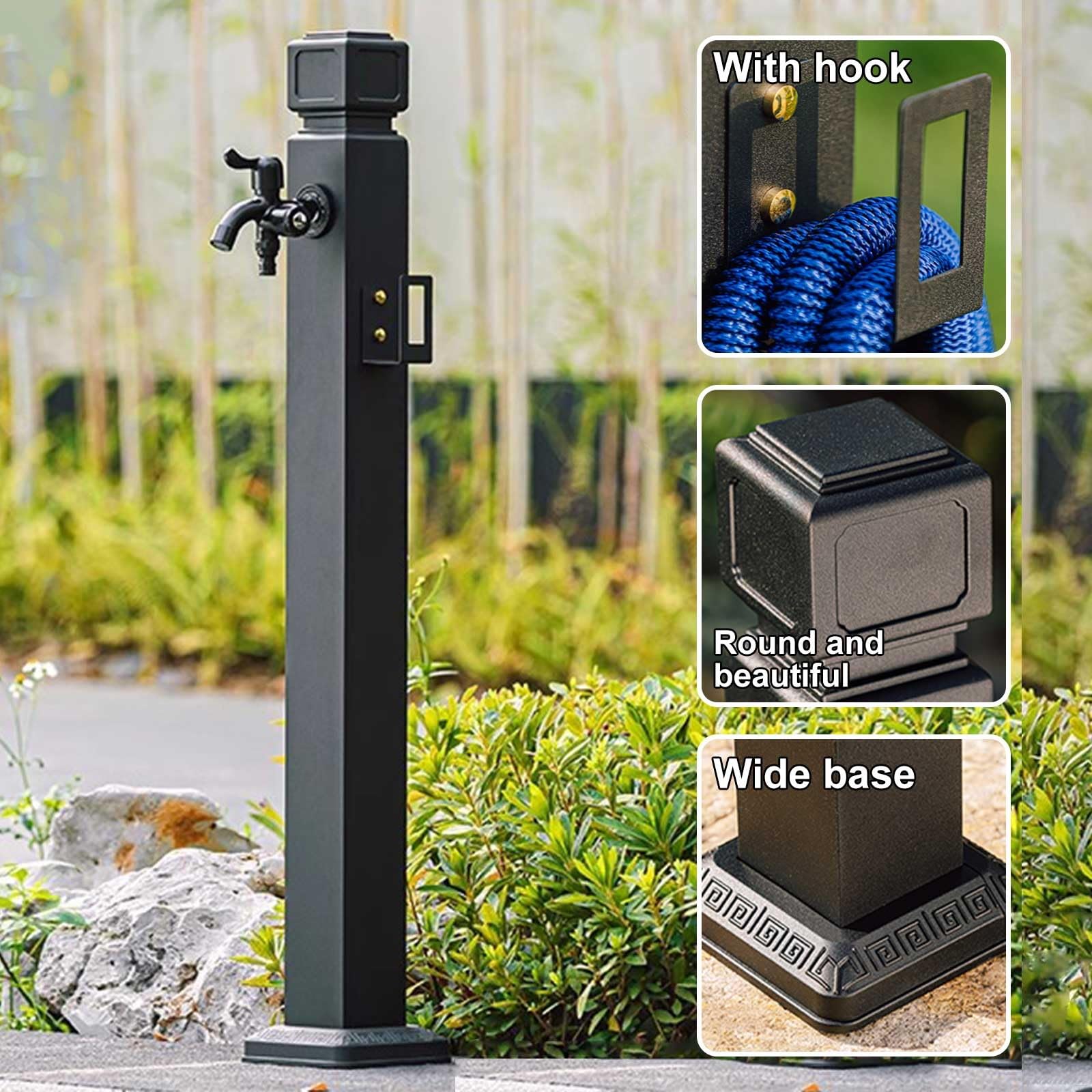 Colonna d'acqua da giardino, 61 cm, per irrigazione quadrata e fontana per pascoli agricoli, irrigazione efficiente per giardini e cortili