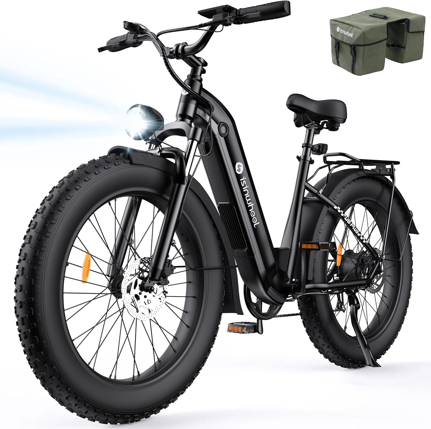 isinwheel U8 Plus Electric Bike for Adults,1500W Peak Motor Hydraulic Brake Ebike,Max 20/28MPH 75-105Miles Electric Bicycle with 13AH/18AH Battery,26" Step-Thru Fat Tire Commuter E Bike for Adults