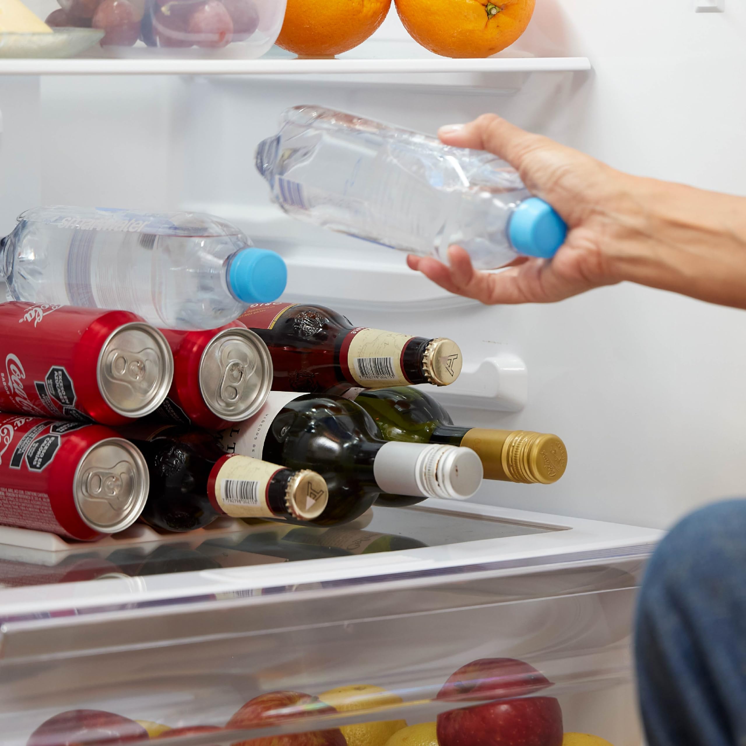 Tapete de mono para nevera, organizador de latas de vino y refrescos para refrigerador, soporte organizador de bebidas que hace que las latas y botellas sean apilables para un fácil almacenamiento, 8