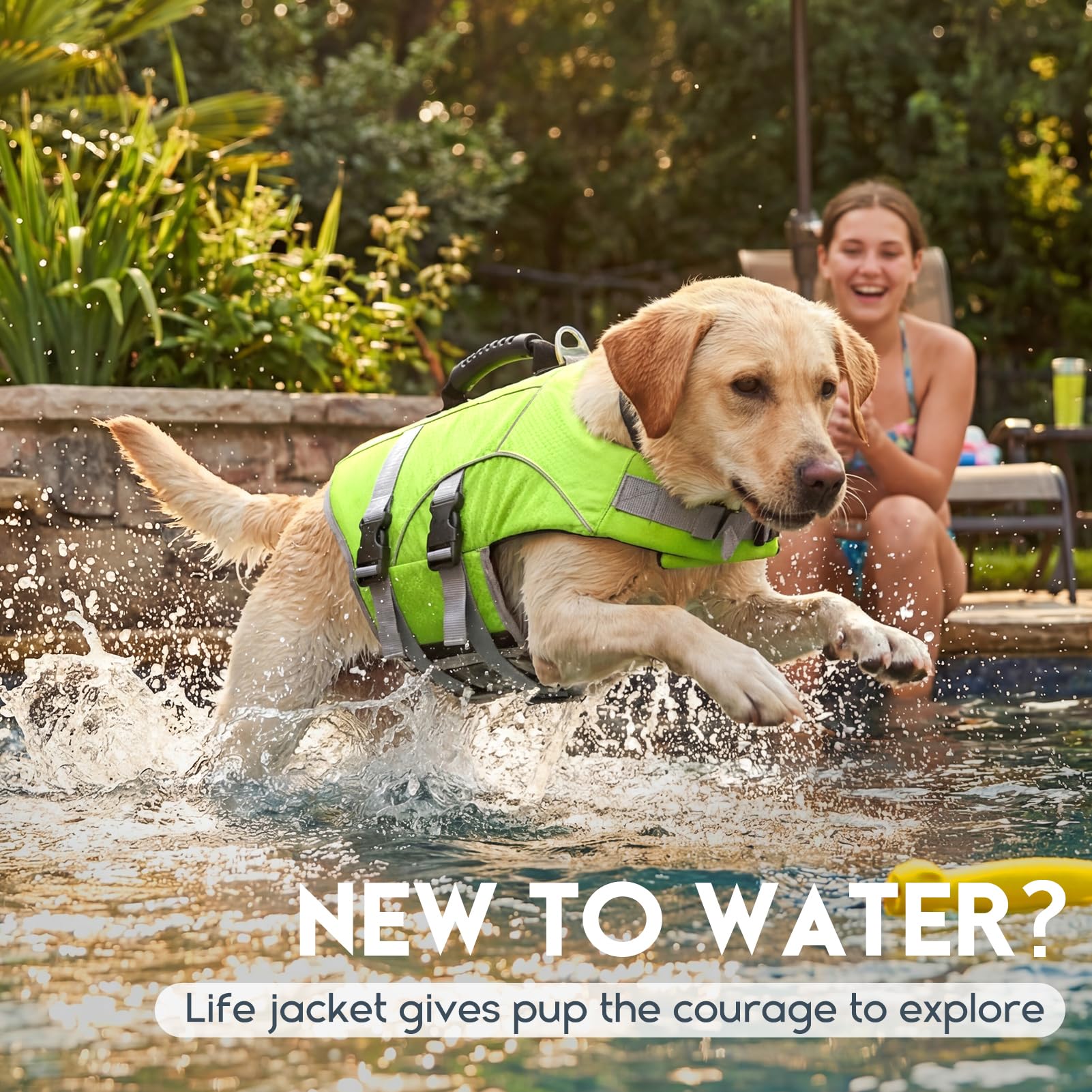 ASENKU Gilet de Sauvetage pour Chien, Haute Flottabilité Anti-Noyade, Poignée de Relevage, Bandes Réfléchissantes, Harnais Antidérapant pour Nage, Plage, Piscine, Bateau