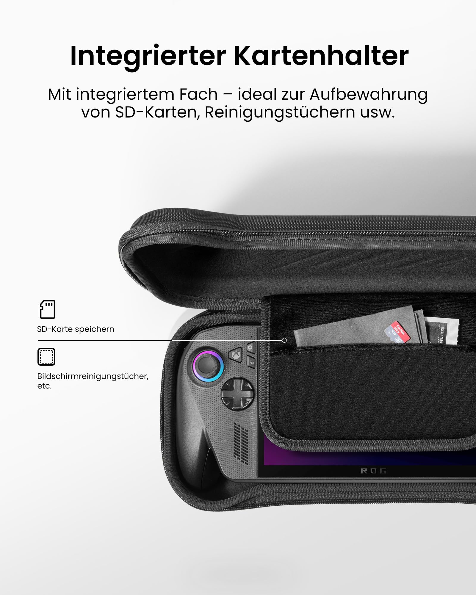 tomtoc Slim Tasche Case Kompatibel mit ASUS ROG Xbox Ally / Xbox Ally X 2025, Ultradünn Harteschale für Reise, Rundumschutz Hülle Tragetasche Passt Gaming Handheld Konsole und Karte