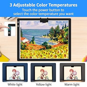 KEIWRLIGHT A3 Rechargeable Light Board For Tracing - Portable Thin Tracing Pad 3 Colors Light Stepless 6