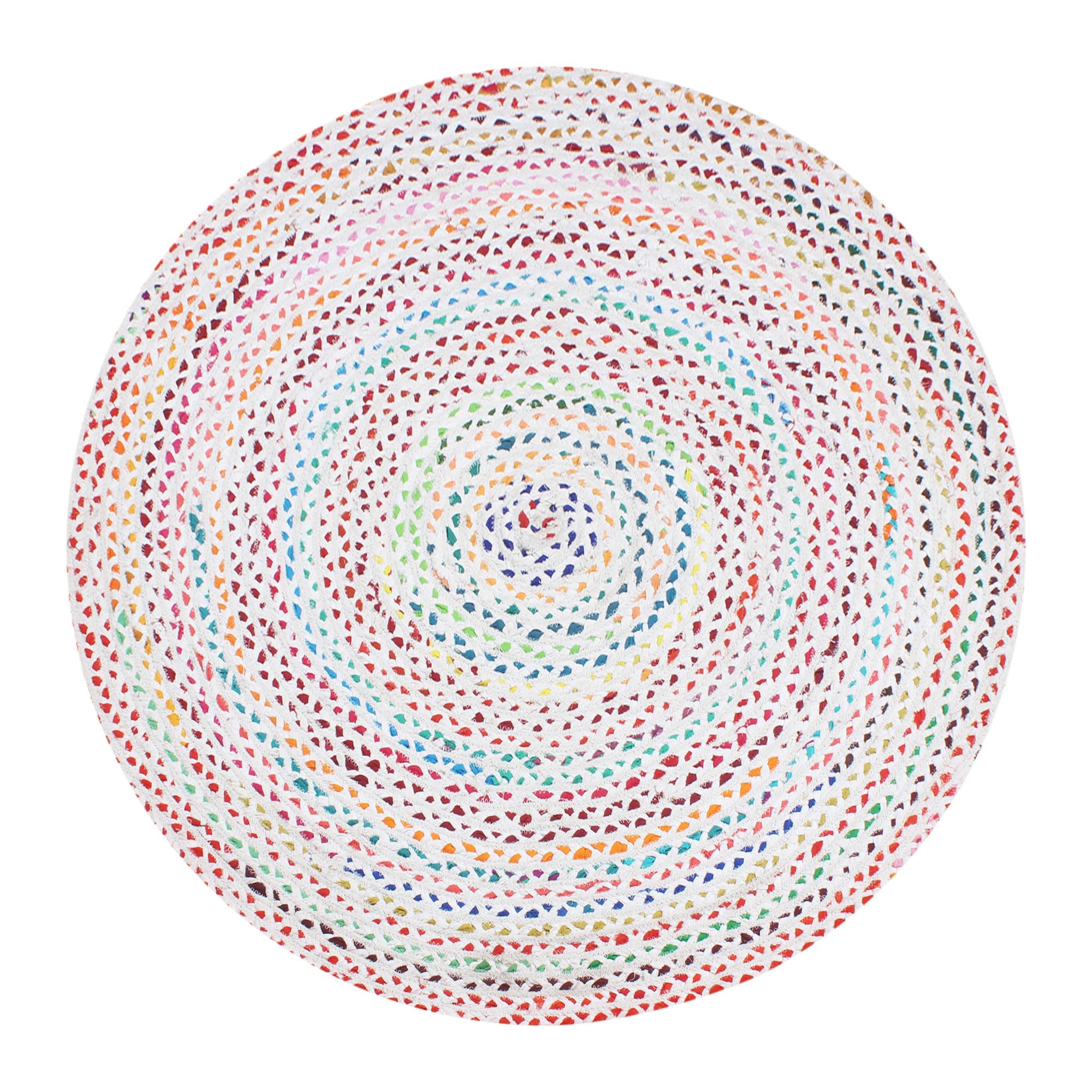 Tapis tressé blanc en coton 182x183 cm pour sublimer votre salle à manger