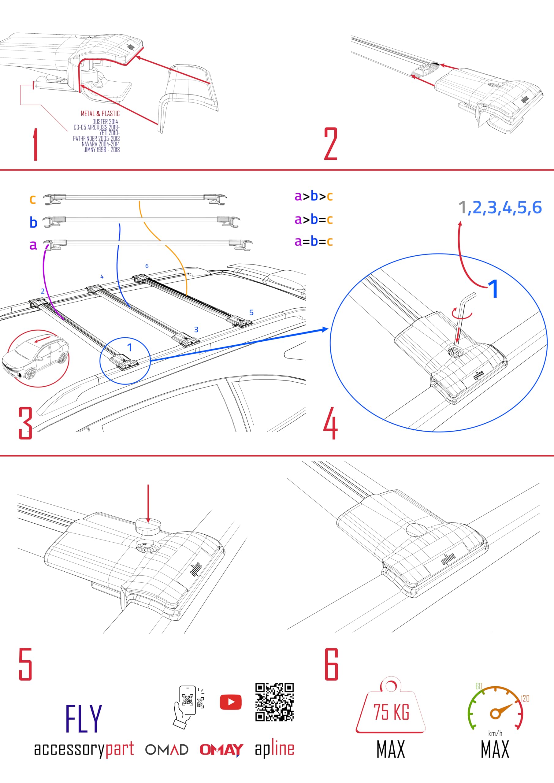 Kompatybilny z Subaru Forester (SK) 2019-2024, bagażnik dachowy, model Fly, bagażnik dachowy, 3 bary, czarny