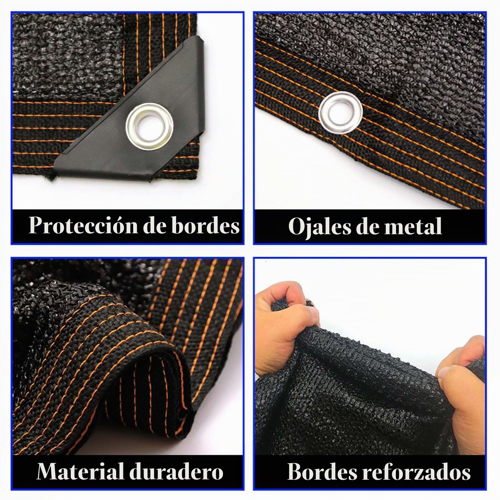 Lona de Malla para Sombra de 10x10 m para Patio, Tela de Sombra para Invernadero, Red de Sombra para Plantas Negra, Malla Resistente a los Rayos UV, Cubierta de Malla para sombrilla con Ojal