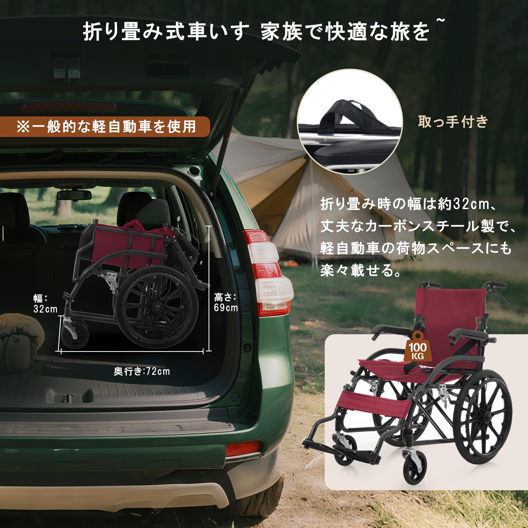 Amazon.co.jp: 【ブラック+ブルー】OSJ 車椅子 折畳み 自走式 自立