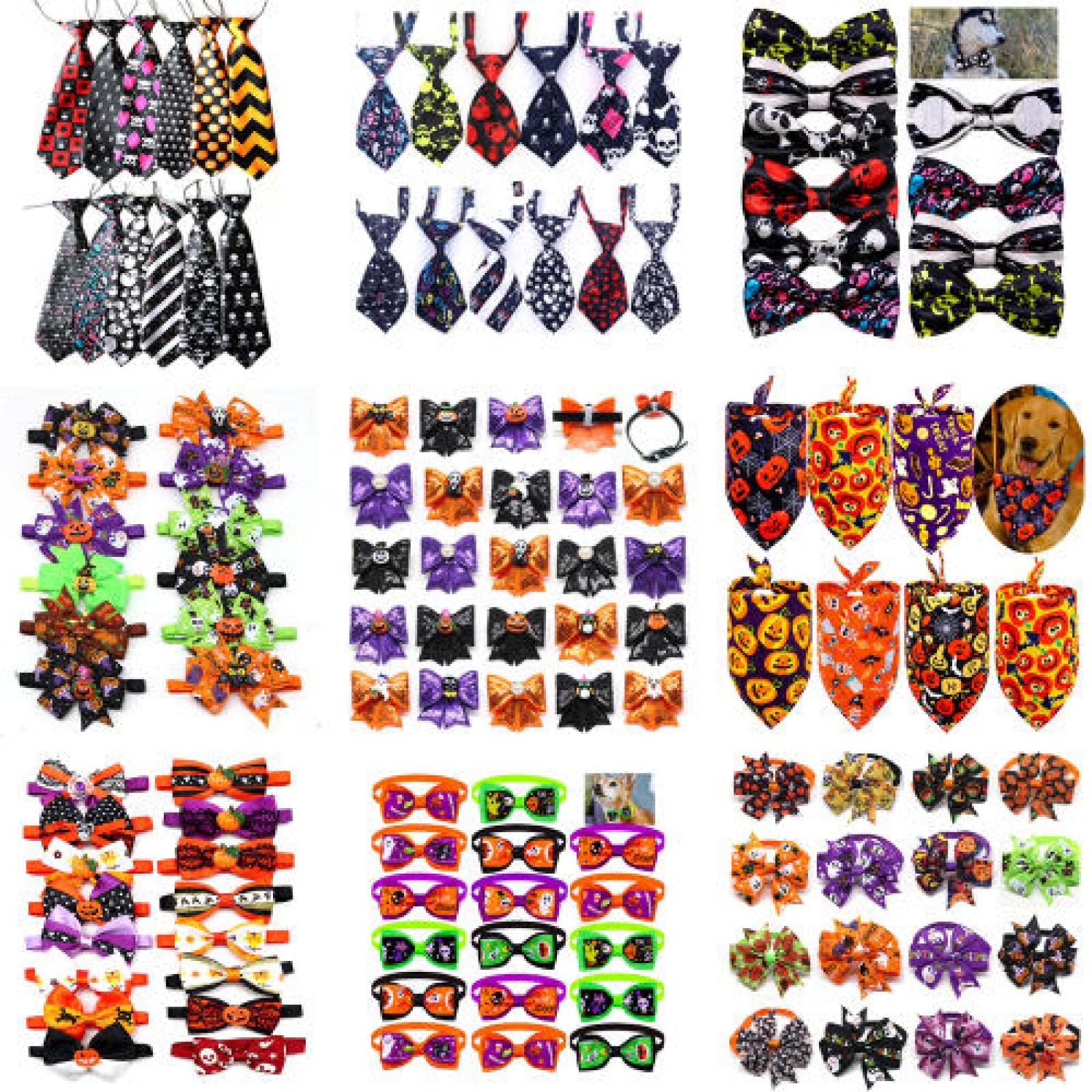 Bandany dla psów Halloween akcesoria dla psów dynia czaszka pies zwierzę domowe muszka bandana na wakacje mały duży pies produkty do pielęgnacji 50 szt. K