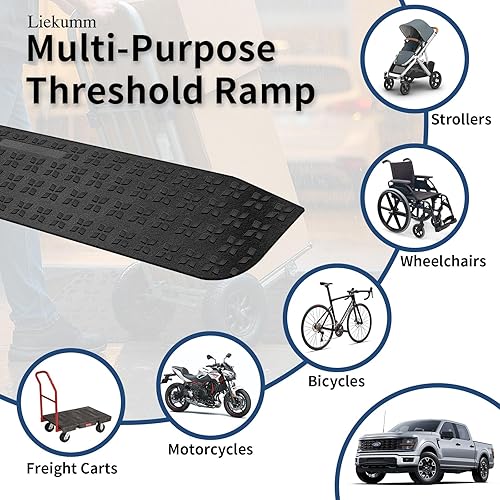 Miniatura 5 de LIEKUMM Rampas de umbral de elevación de 35 pulgadas para puertas, rampa de umbral de puerta de capacidad de 1700 libras, reductor de tira de