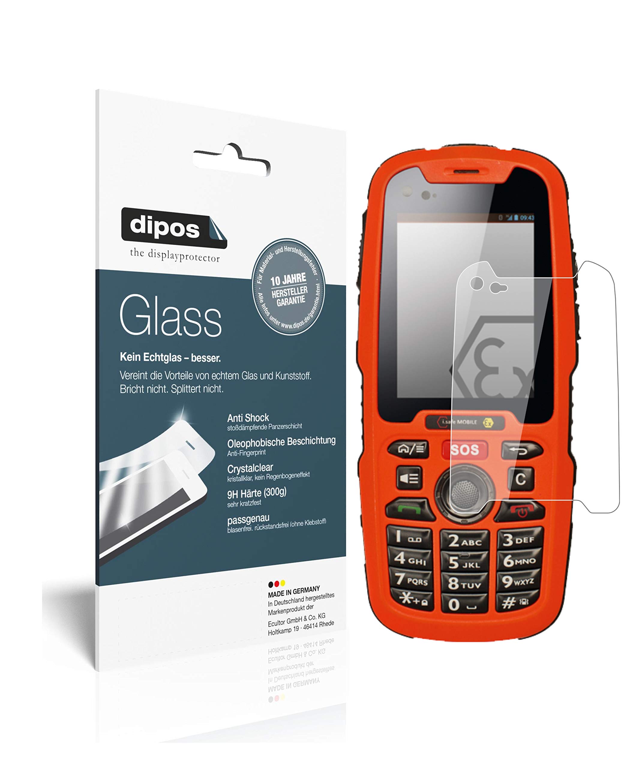dipos I Screen Protector compatible with i.safe MOBILE IS320.1 Flexible Glass 9H Display Protection